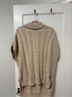PACT Cream Cable Knit Short-Sleeve Sweater